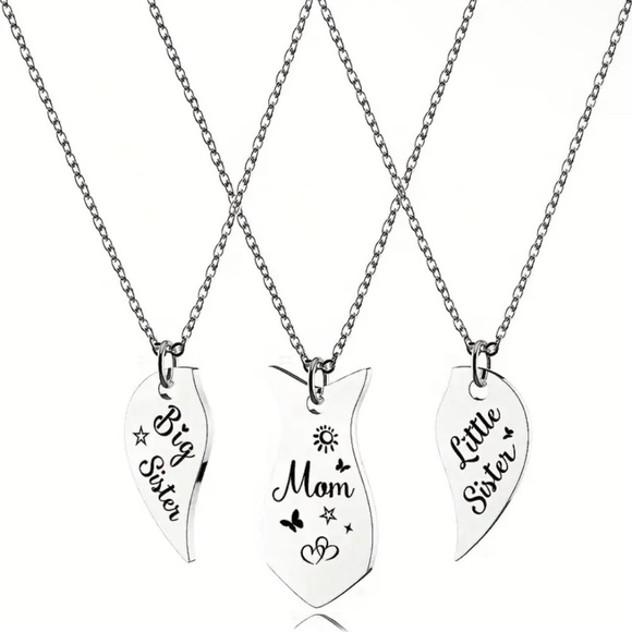 Stainless Steel Love Mother & Daughter Necklace 3pcs/Set For Sisters and Mother - Picture 2 of 7